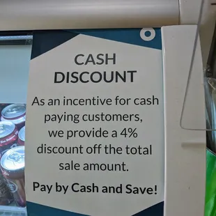 a cash discount sign