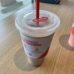 Peanut Power Plus Chocolate with almond milk and strawberries added