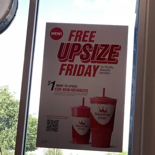 a free up to size friday sign