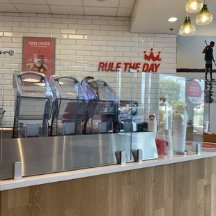the counter of a fast food restaurant