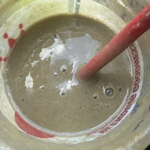 Not sure what's in this photo. Tastes like he put anything in my smoothie especially some type of powder