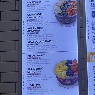 Menu as of May 2024