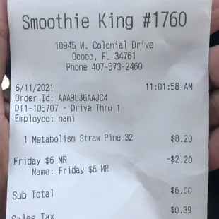 Receipt states otherwise.