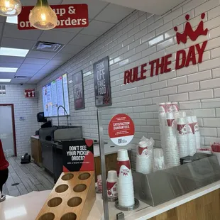 the counter of a restaurant