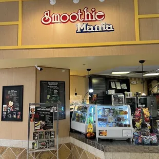 the inside of a smoothie shop