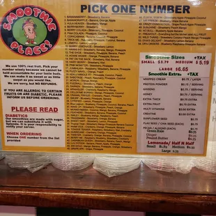 Smoothie Menu