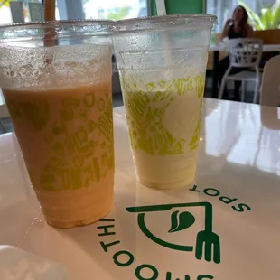 Tropical Breeze and Pina Colada smoothies