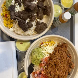 Turkey bowl and steak bowl