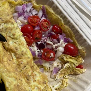 Is supposed to be a STEAK OMELETTE BUT I DONT SEE ANY STEAK.  wow