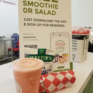 My choices, wrap and smoothie with chips included