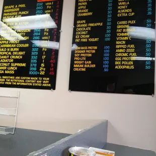 a menu of a fast food restaurant