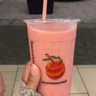 Large strawberry banana smoothie - about $4