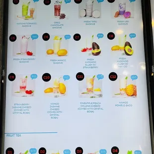 Menu as of June 2023