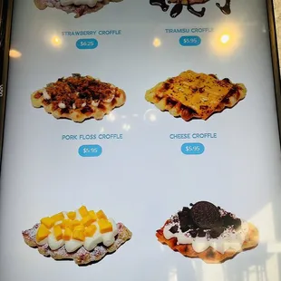 Croffle menu as of June 2023