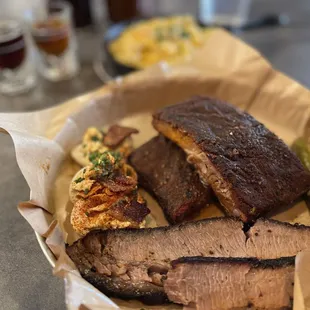 Briskets and pork ribs