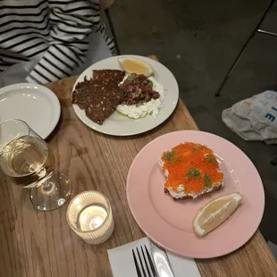 Trout toast and Tuna &amp; stracciatella