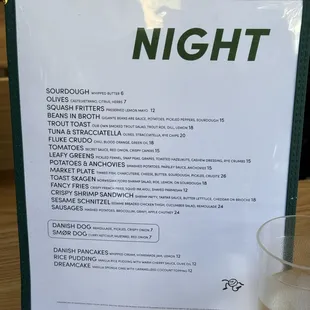 menu