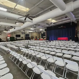 Interior with seating for a sizable crowd