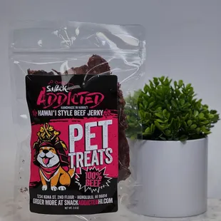 Our Pet Treats are 100% dehydrated beef, No added flavors.