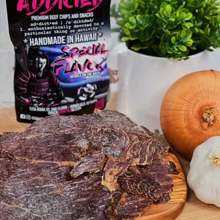 Garlic Butteryaki Beef Chips is our most popular special flavor.