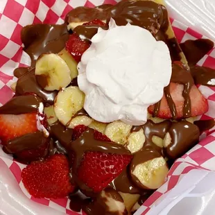 Crepe with strawberries, banana, Nutella &amp; whipped cream