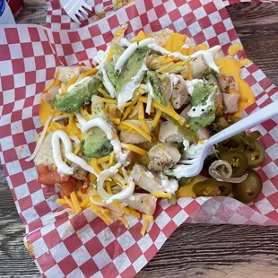 I can't remember the name but it was a chicken nacho. Loved that they had Jalapeños on the side.