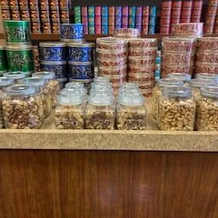 a variety of food items on display