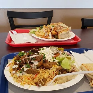 Dinner plate in the front, snack gyro plate in the back.