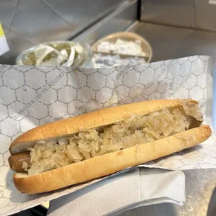 Sauerkraut foot long dog