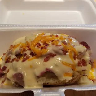 Smoked brisket, queso, bacon, butter,  &amp; cheddar cheese It was Awesome!
