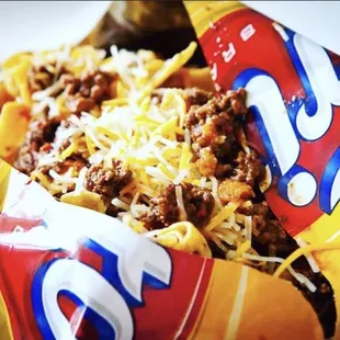 a chili cheese dog in a bag