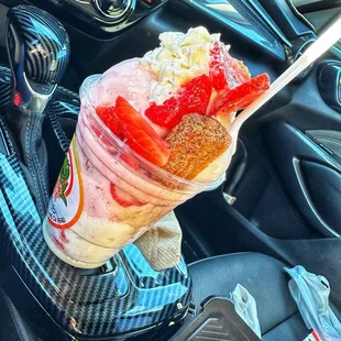 Strawberry churro sundae