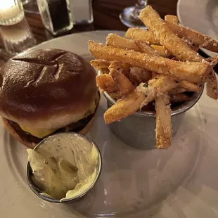 Burger and Rosemary Parmesan Fries