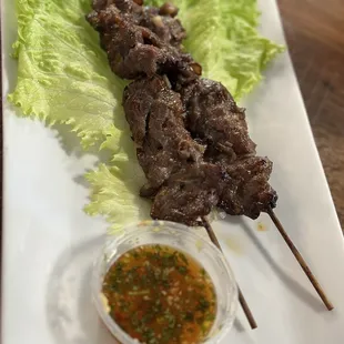 Lemon grass beef skewers