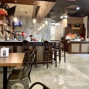 tables and chairs in a restaurant