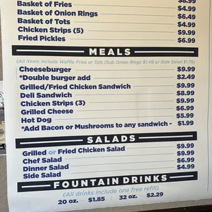 Menu as of 9/17/2023