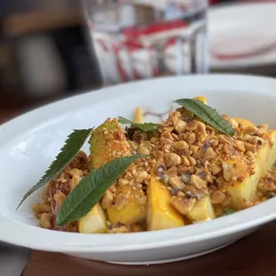 Squash salad with frontage blanc, nectarine and hazelnuts