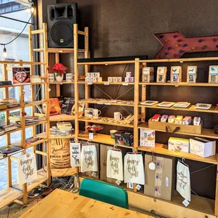 Shelves of various things