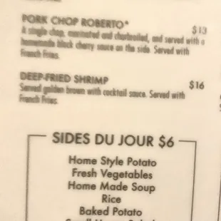 menu as of 1/12/2023