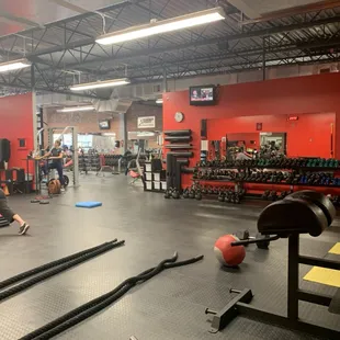 There is a lot of functional equipment and space to stretch or just do your own workout.