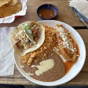 Fish taco and Chili Relleno