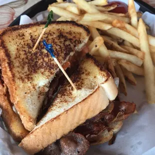 BLT and steak fingers. When you get a choice of grilled bread or toasted. It&apos;s good.