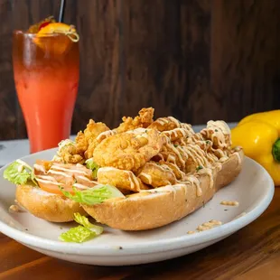 Shrimp Poboy with Hurricane Cocktail