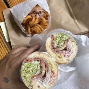 a sandwich and french fries