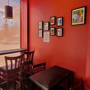 Inside with art for sale