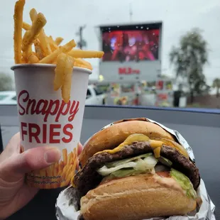Snappy single burger and snappy fries. Both DELICIOUS!