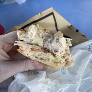 Forgot to take a pic until it was almost gone, but this WAS the turkey sandwich on gluten free bread.