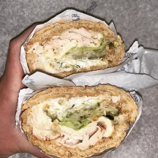 two halves of a sandwich