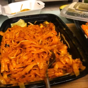 Shrimp pad Thai. The color was unbelievable. Never had pad Thai like this before.  Tasted like ketchup or maybe French island dressing