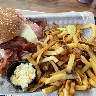 "The Hogfather" with fresh cut fries and slaw.  The fries are awesome!!